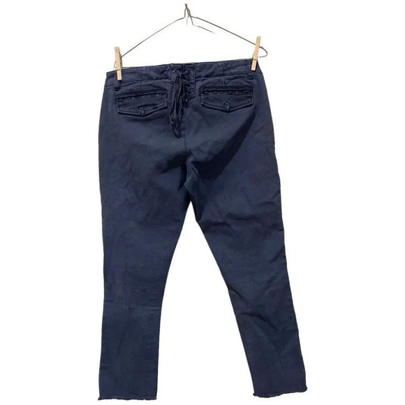 PAM & GELA Twill Skinny Cargo Pants Fray Hem Lace Up Back Size Large - Picture 2 of 7